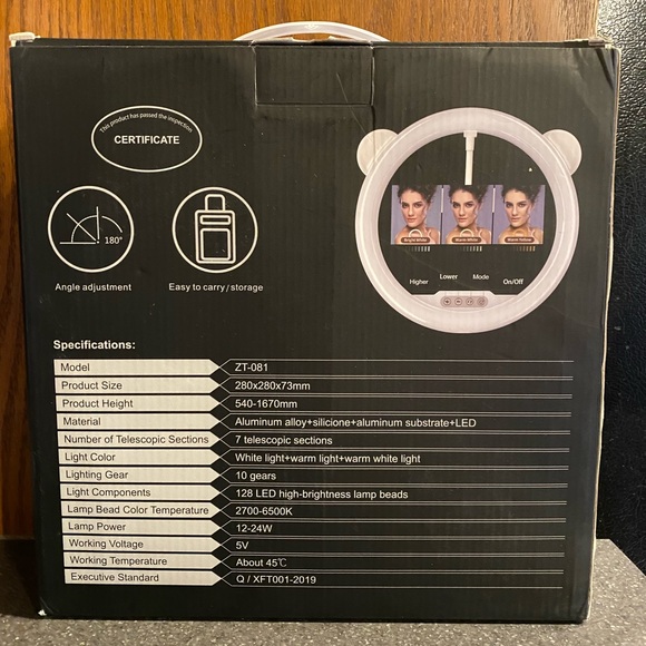 Ring light with cell phone holder 10 inch New in Box - Picture 3 of 8